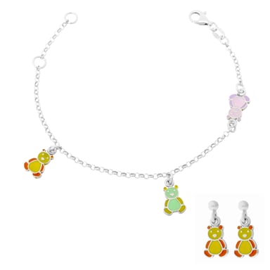 Orphelia 'Bär' Kinder-Set aus 925er Sterlingsilber: Armband + Ohrringe - Silber SET-7140/YE