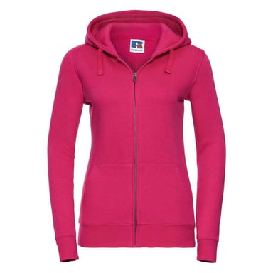 Russell - "Authentic" Kapuzenpullover Durchgehender Reißverschluss für Damen (Fuchsie)