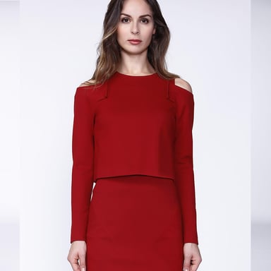 Schulterfreies Crop-Top aus Jersey