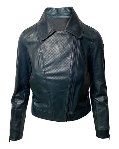 Chanel Motorradlederjacke in Grün