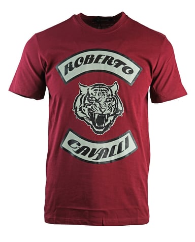 Roberto Cavalli T-Shirt Tête de Tigre Bordeaux