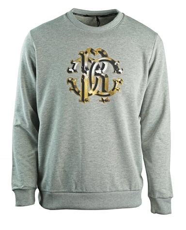 Roberto Cavalli Sweat-shirt gris à large écusson Roberto Cavalli