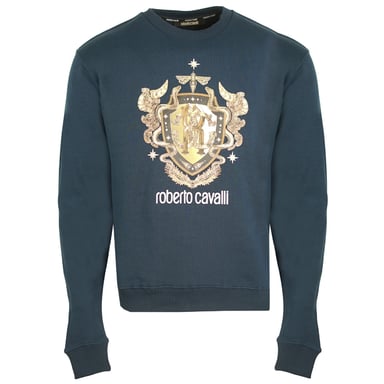 Robe Roberto Cavalli RC Gold Shield Logo Navy Jumper