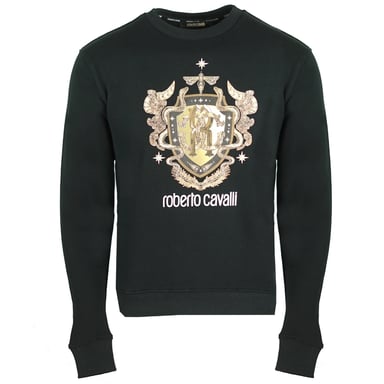 Roberto Cavalli RC Gold Shield Logo Schwarzer Pullover