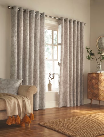 Irwin Printed Woodland Eyelet Curtains in Stone