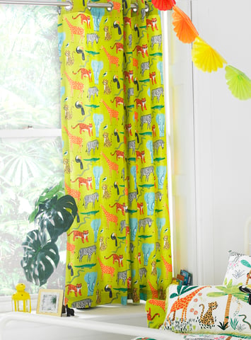 Jungletastic Printed Pencil Pleat Curtains in Multi