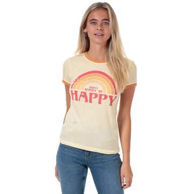 T-Shirt Be Happy Brave Soul Pour Femme en Orange Jaune