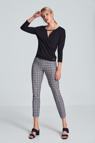Black Elegant Short Blouse with Falling Shoulder