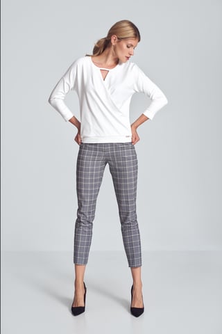Ecru Elegant Short Blouse with Falling Shoulder
