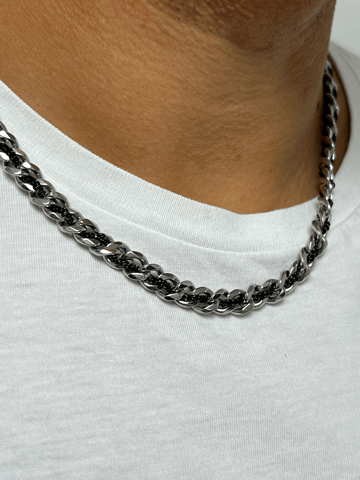 Silver and Black Woven Chain