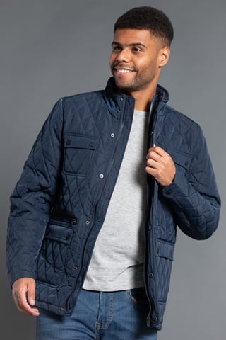 Dark Navy Padded Funnel Neck Jacket