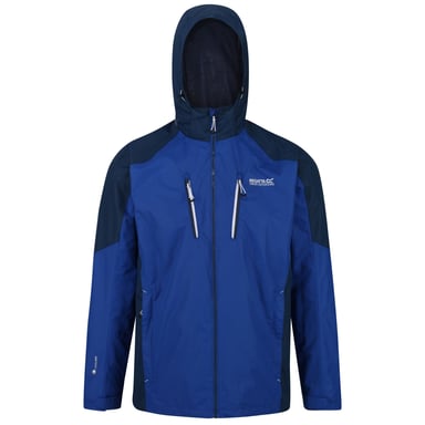 Regatta Herren Jacke Calderdale III mit versteckter Kapuze, wasserdicht (Mittelblau/Dunkel Denim)