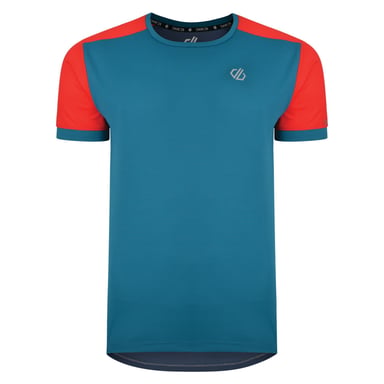 Dare 2B Herren T-Shirt Unifier, kurzärmlig, mit Farb-Kontrasten (Tiefseeblau/Feuerrot)