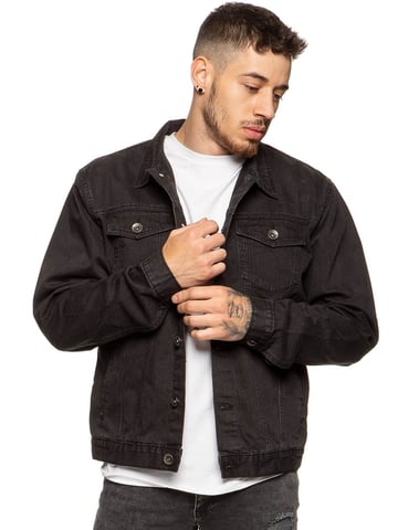 Enzo Herren Enzo Denim Designer Jacke - BLK