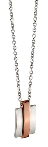 fredbennett fb Mens Stainless Steel Brown IP Plating Stripe Rectangular Dog Tag Necklace Length 60cm