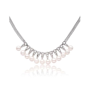 Collier Ras du cou Femme Perles de culture et plaqué Or blanc