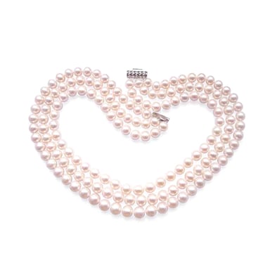 Collier Jackie Kennedy en Perles de culture Blanches et Argent 925