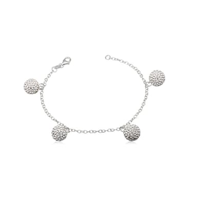 Bracelet Perles en Cristal Blanc et Argent 925