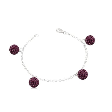 Bracelet Perles en Cristal Violet et Argent 925