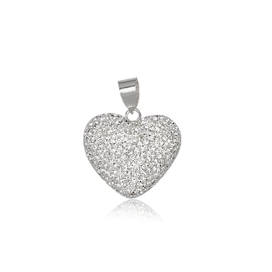 Pendentif Grand C?ur en Cristal Blanc et Argent 925