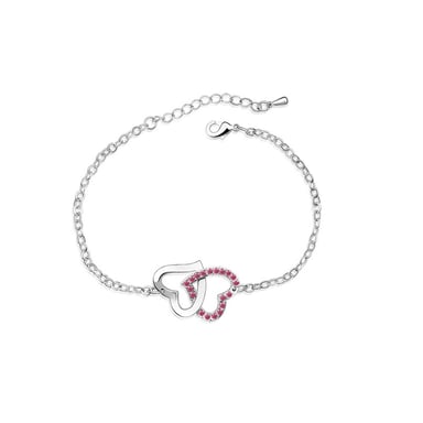 Swarovski - Bracelet Coeurs entrelacés orné de Cristal rose de Swarovski