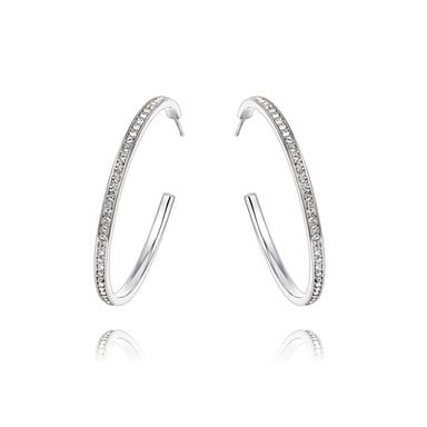 Swarovski - Boucles d'Oreilles Petites Créoles orné de cristaux de Swarovski Blanc