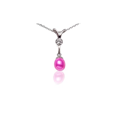 Pendentif Y Perle de Culture Rose et Argent 925