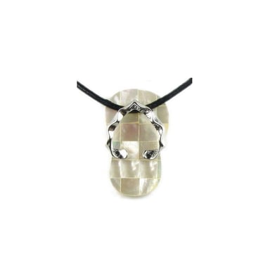 Collier Pendentif Femme Tong en Nacre Blanche dorée