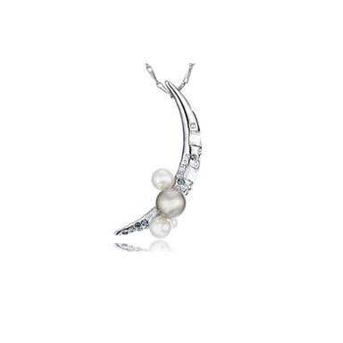 Swarovski - Pendentif Lune en Perles, orné de cristaux de Swarovski Blanc et Plaqué Rhodium