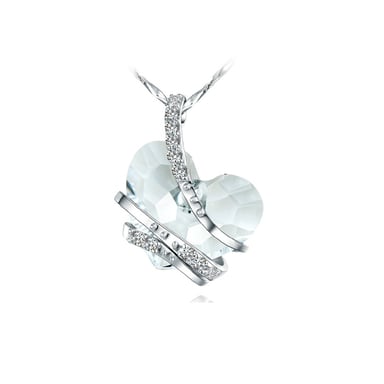 Swarovski - White Swarovski Crystal Elements and Rhodium Plated Heart Pendant