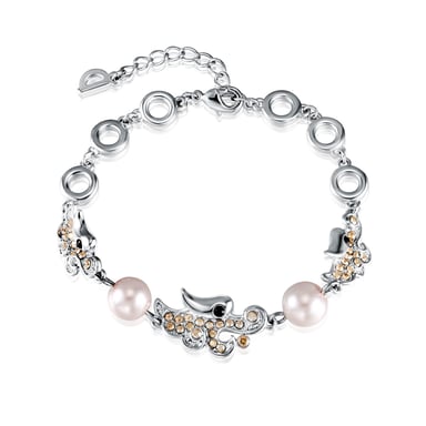 Swarovski - Gold Swarovski Crystal Elements and Rhodium Plated Dragon Bracelet