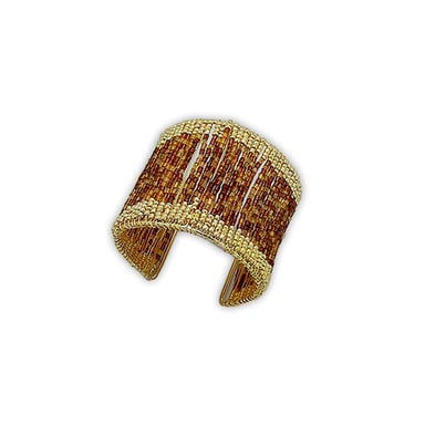 Bracelet Manchette Perles Or et Ocre