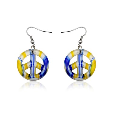 Boucles d'oreilles Peace Jaune en Verre de Murano