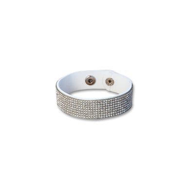 Swarovski - Bracelet Cuir Blanc orné deCristaux Blancs de Swarovski