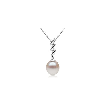 White Freshwater Pearl Pendant 925 Silver and Cubic Zirconia