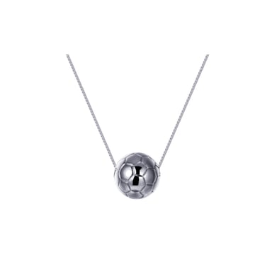 Collier Mixte Ballon de Football Plaqué Rhodium