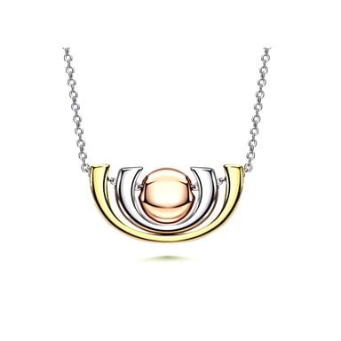 Collier 3 Ors Jaune, Blanc, Rose et Plaqué Rhodium
