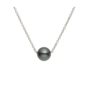 Collier Ras du cou Femme Perle de Tahiti et Chaine Forcat en Argent Massif 925/1000