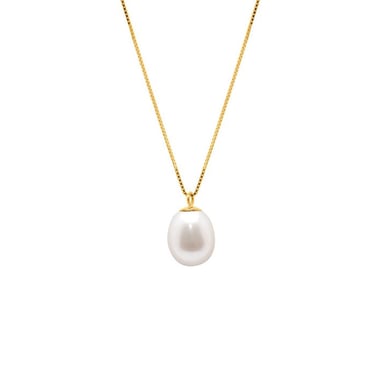 Collier Pendentif Femme en Or Jaune 375/1000 et Perle de Culture Blanche
