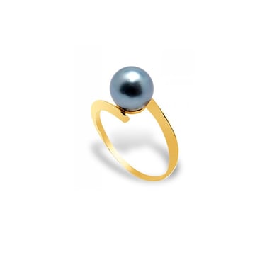 Bague Jonc Perle de Tahiti et Or jaune 375/1000