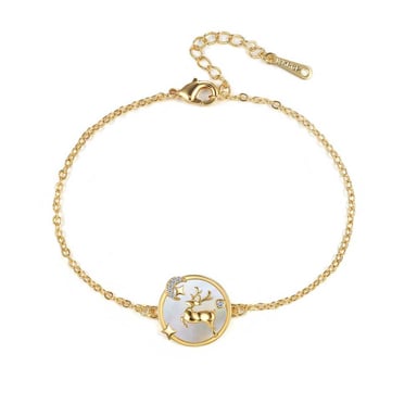 Swarovski - Women's Reindeer Bracelet in White Swarovski Crystal and Yellow Gold Plated
