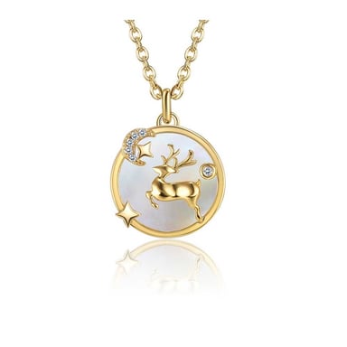 Swarovski - Collier Femme Pendentif Renne de Noel en Cristal de Swarovski Blanc et plaqué or jaune