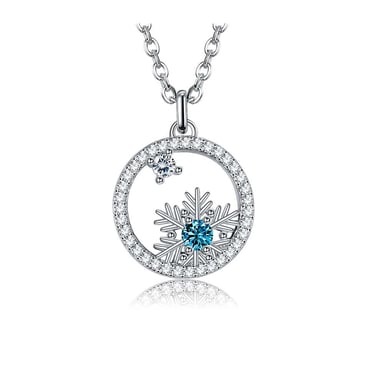 Swarovski Crystal Snowflake Pendant Necklace White and Blue