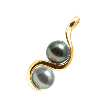 Pendentif 2 Perles de Tahiti et Or Jaune 750/1000
