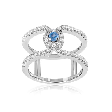 Swarovski - Bague en Argent 925 orné de 47 Cristaux Swarovski Zirconia Blancs et Bleu