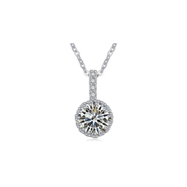 Pendentif Cristal Cubic Zirconia Blanc et Plaqué Rhodium