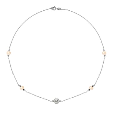 Collier Perles de culture Roses, cristal et Argent 925