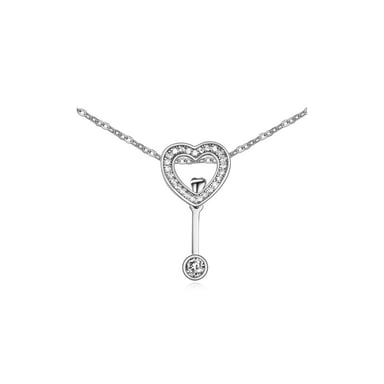 Collier Coeur en Cristal Cubic Zirconia Blanc et Plaqué Rhodium