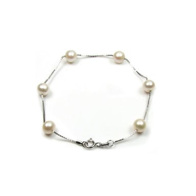 Bracelet femme en Argent 925/1000 et Perles de culture d'eau douce Blanches