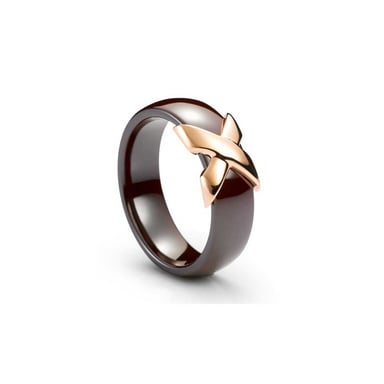 Bague Céramique Marron et Or jaune
